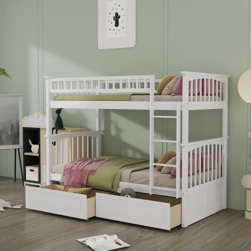 Frary Kids Twin Over Twin Bunk Bed, White