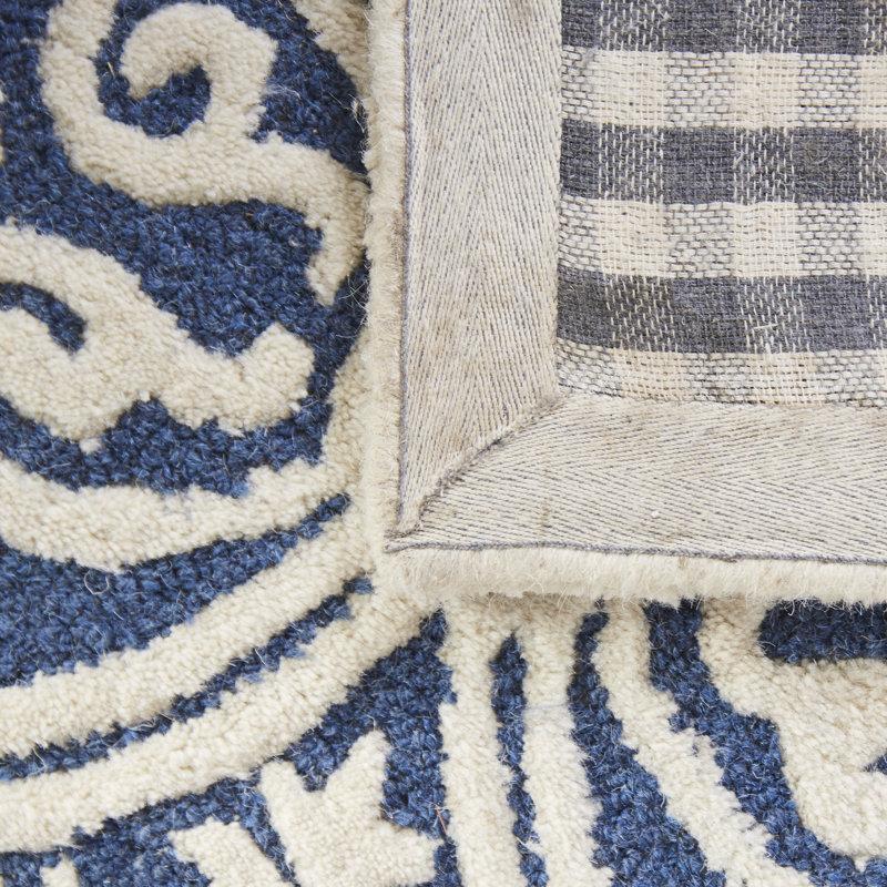 Tapis géométrique en laine touffeté à la main Sadik, Tapis de couloir 2 pi 6 po x 20 pi