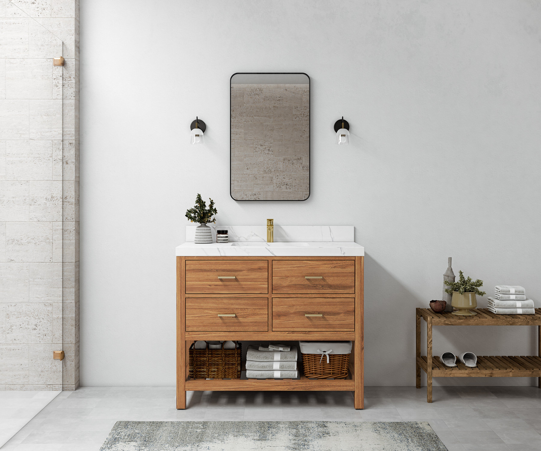 Willow Collections Parker Teak 42'' Free Standing Single Bathroom ...