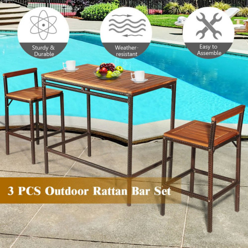 2 - Person Patio Dining Set with Rectangular Table
