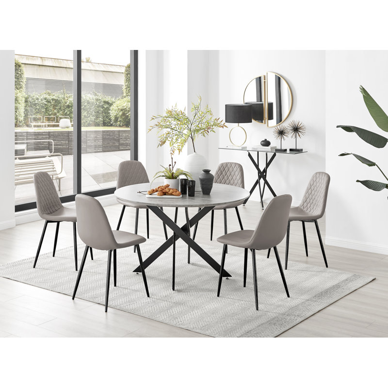 6 - Person Dining Set, Black, Cappuccino/Black
