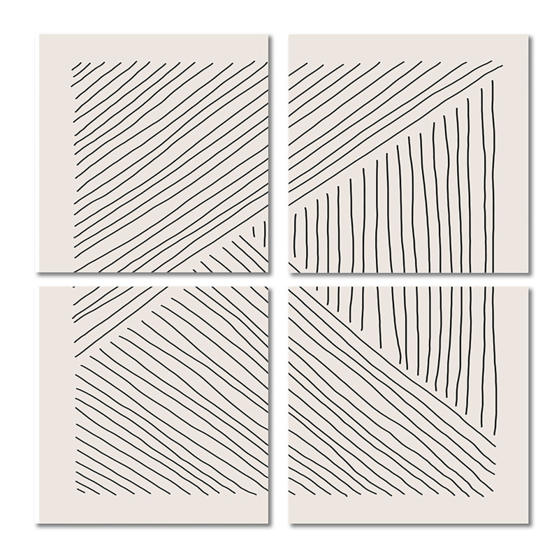 Minimal Geometric Lines II - Modern, reproduction d'art sur toile, ensemble de 4 pièces