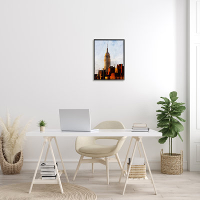 «Empire State Building Cityscape» encadré sur bois par Jeff Pica, impression