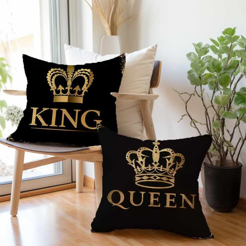 2 housses de coussin décoratif à motif de couronne 2 pièces