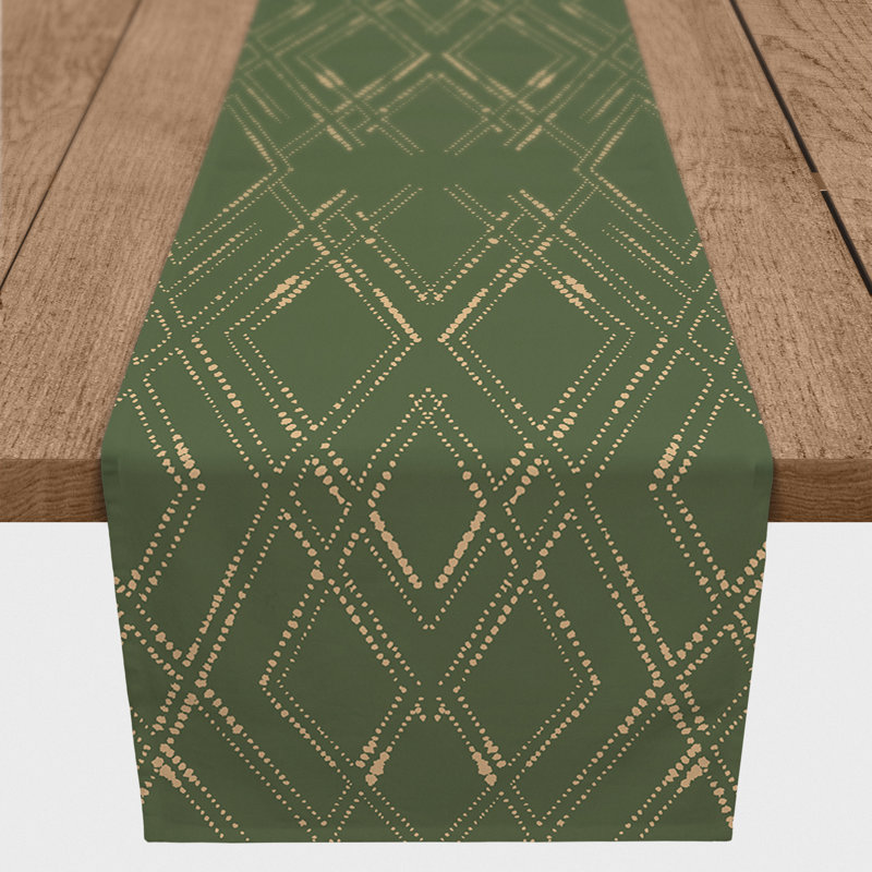 Chemin de table Bambie, 72 po x 16 po, Vert/doré