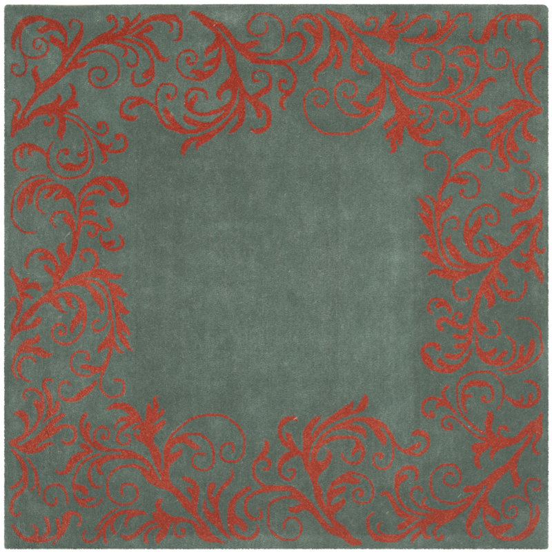 Tapis floral en laine / coton / latex touffeté à la main Mccullough, Carré 6 pi