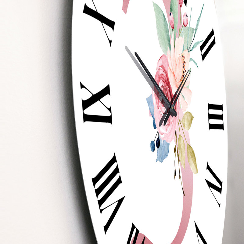 Art floral avec numéro trois II - Horloge murale traditionnelle, Moyen