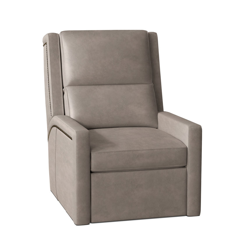 Norman Recliner, Rio Mineral Genuine Leather, #9 Antique, Push Back