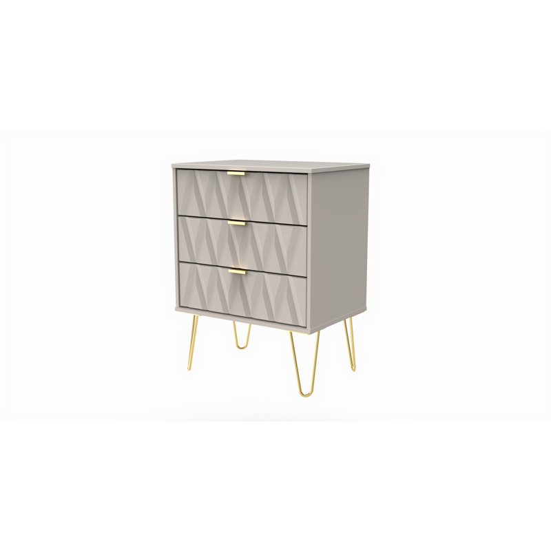 Fully Assembled Peoa 3 Drawer 57.5Cm W Chest of Drawers, Sand