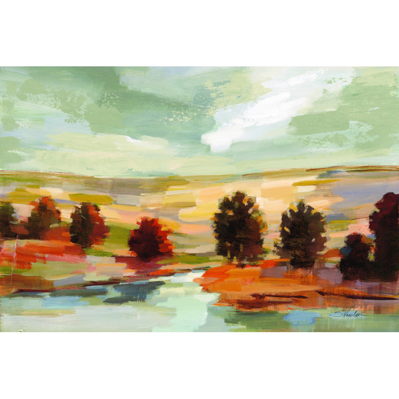 Paysage d'automne - peinture sur toile tendue, H 20 po x l 30 po