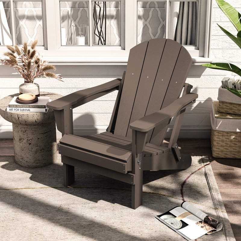 Chaise Adirondack pliante en plastique Hyginos, Marron