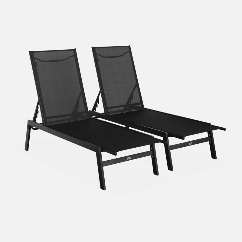 Addrianna Long Reclining 2 Sun Loungers, Black