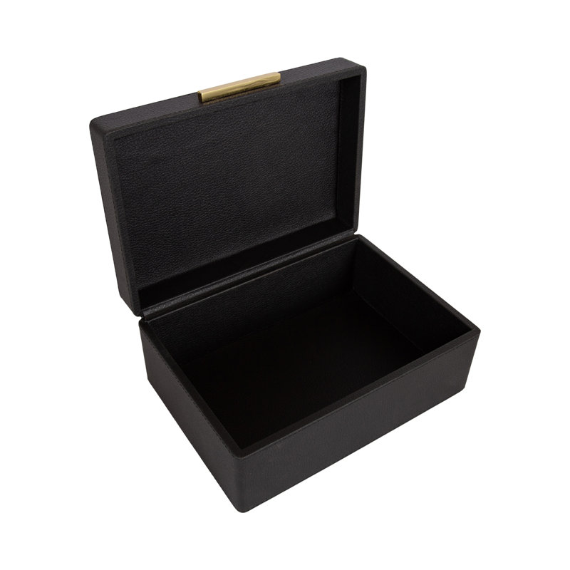 Ensemble de 2 boîtes de rangement en cuir Namina, Noir, noir, noir, noir