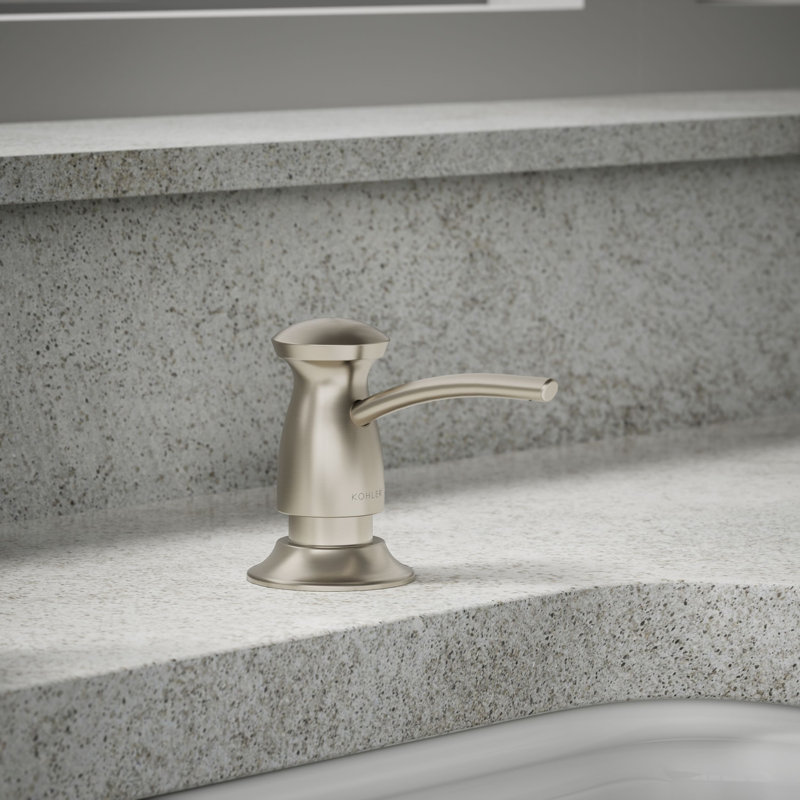 Transitional Design Refillable Soap Dispenser, Lotion Dispenser for Bathroom or Kitchen, Vibrant Brushed Nickel