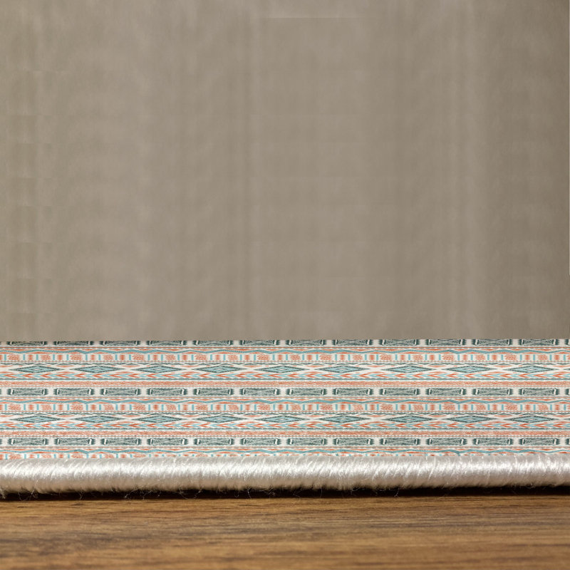 Tapis bleu pâle / bleu sarcelle foncé, Rectangle 5 pi 3 po x 7 pi 6 po