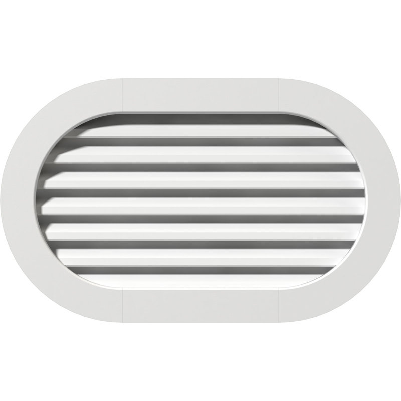 Évent à pignon horizontal en PVC avec cadre plat et bordure blanche, H 19 po x l 41 po x P 3 po