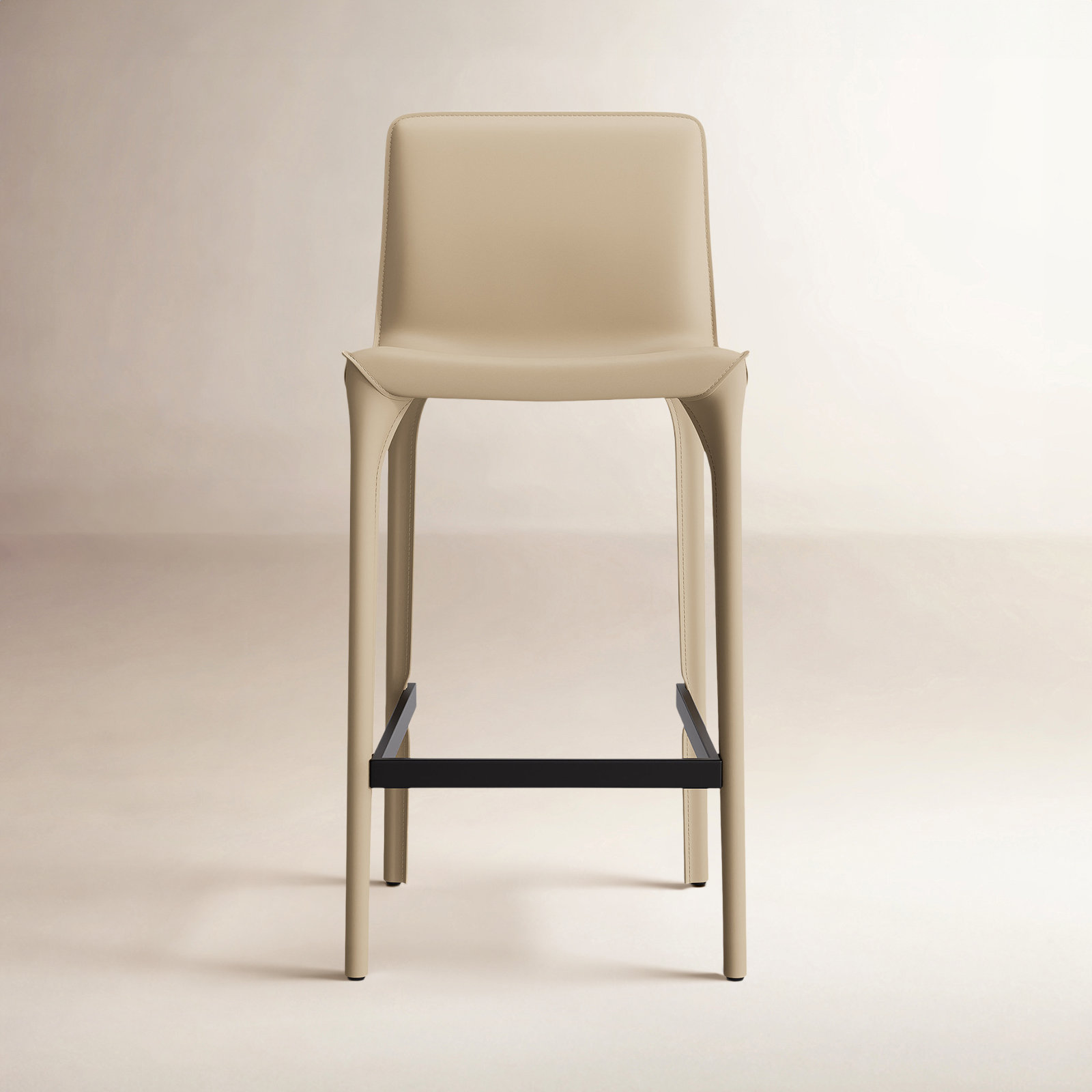 Vannes Vegan Leather Barstool, Khaki, 4