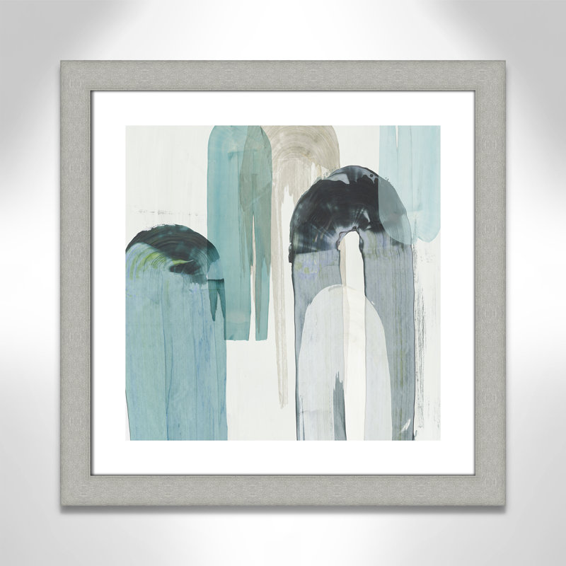 Blue Arches II - Art encadré autoportant, Encadrement argent brossé, H 25 po x l 25 po x P 1,25 po