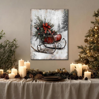 Toile encadrée rétro, décoration murale de Noël 16 x 24