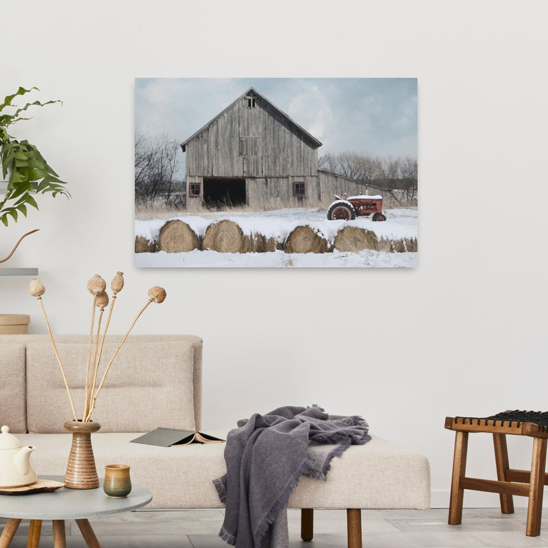 Paysage d'hiver abstrait froid, H 36 po x l 24 po