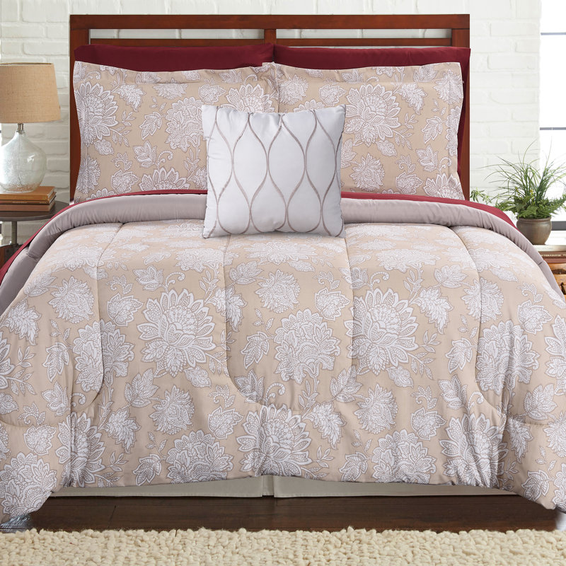  Printed Reversible Comforter Set, Twin Comforter