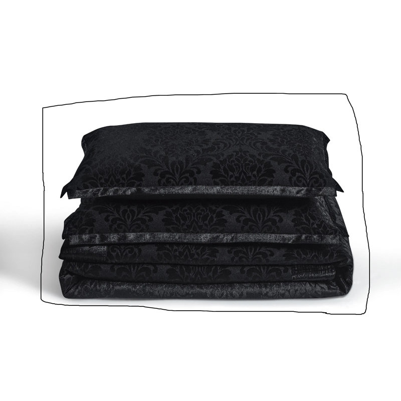 Microfiber Bedspread with Pillow Shams Included, Double, Black 