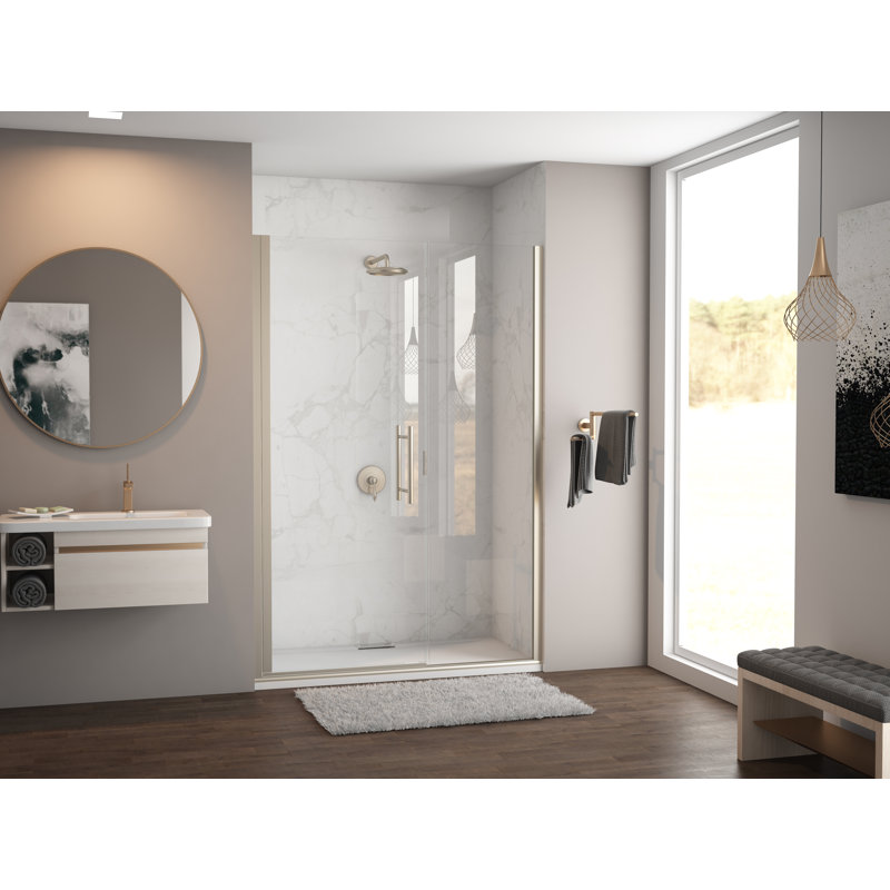 Illusion Series 56" x 70" Hinged Frameless Shower Door, Brushed Nickel
