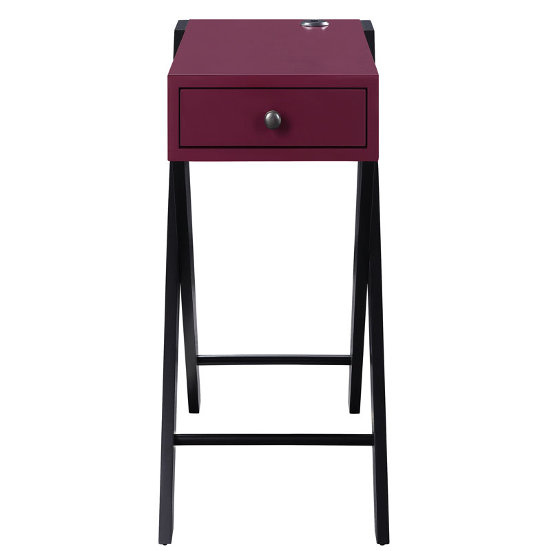 Table d'appoint bâbord avec tiroir pratique, style bourgogne/noir. Élégante et pratique, elle se distingue par son design noir/bordeaux.