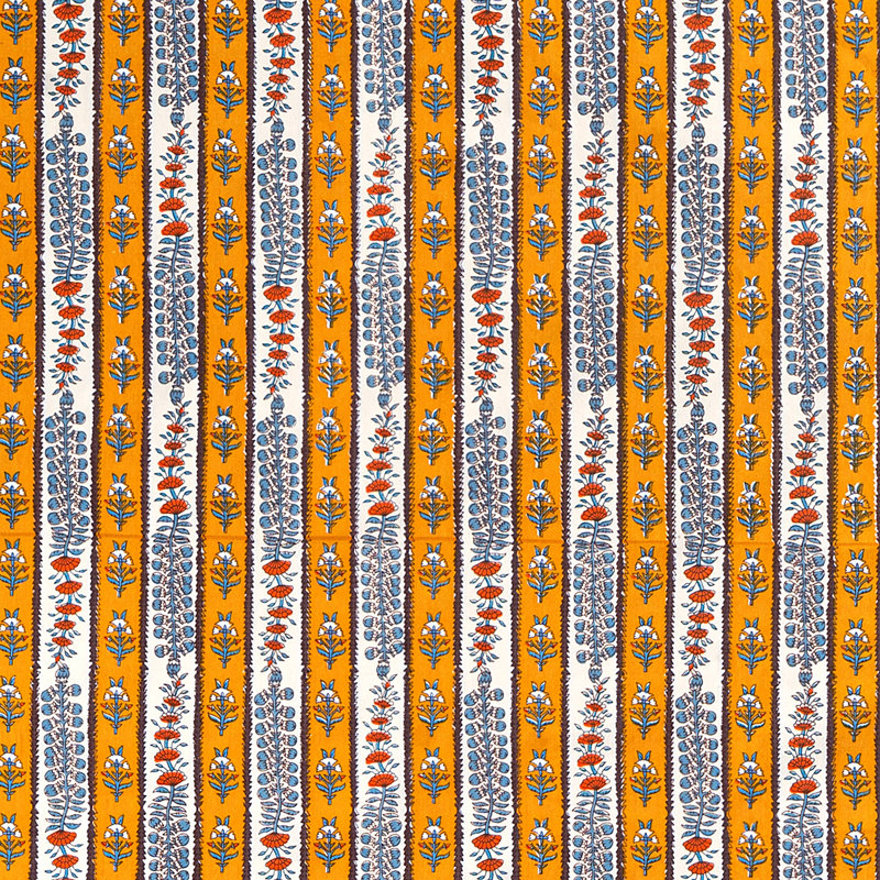 Avignon Handmade Floral Tablecloth, 128" x 71", Dijon/Blue