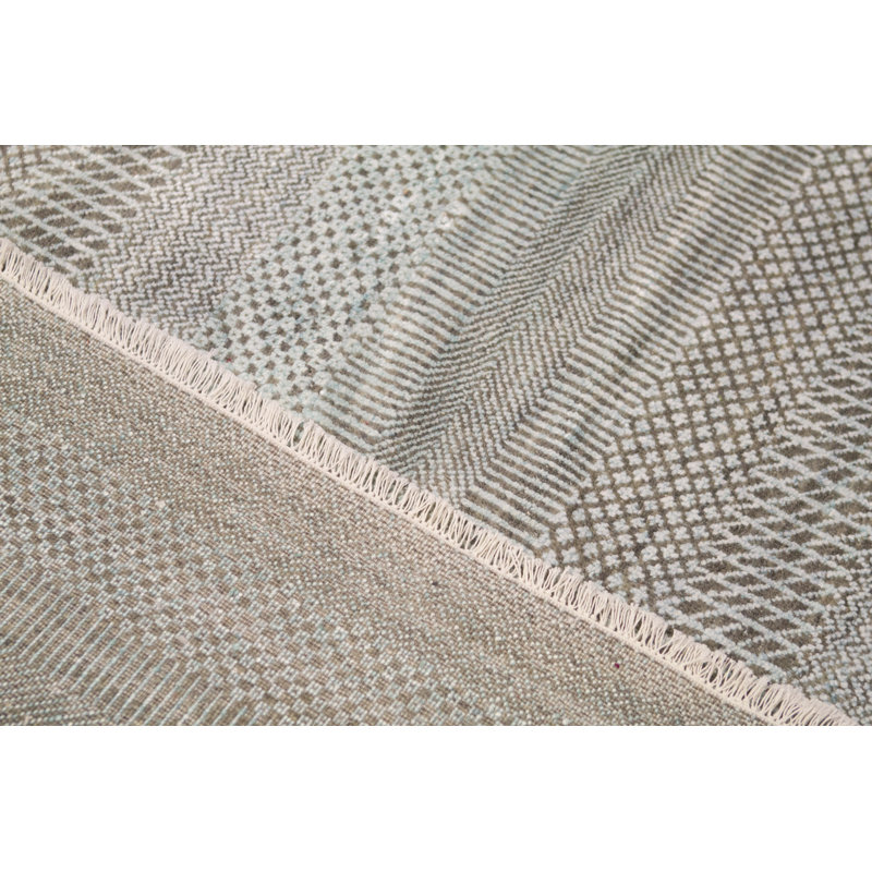 Tapis gris de haute qualité noué à la main