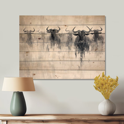 Great Migration Of Wildebeest In Africa I - Zebra Animal Wood Wall Decor On Natural Pine Wood