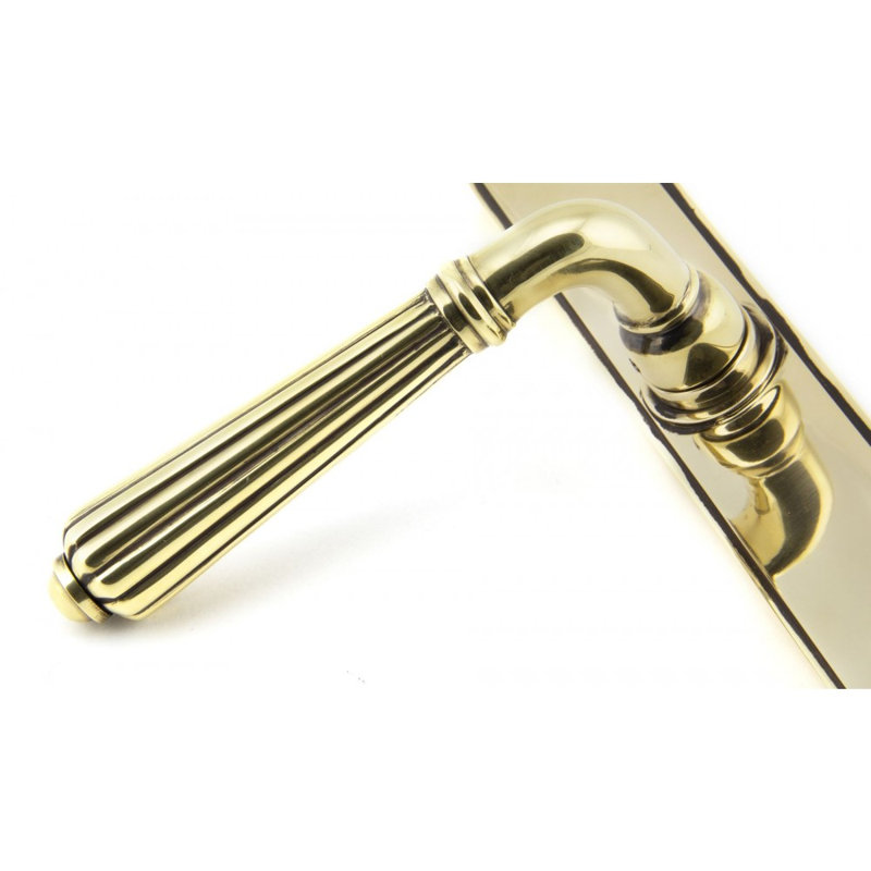 Hinton Lock Door Handle Kit, Aged Brass