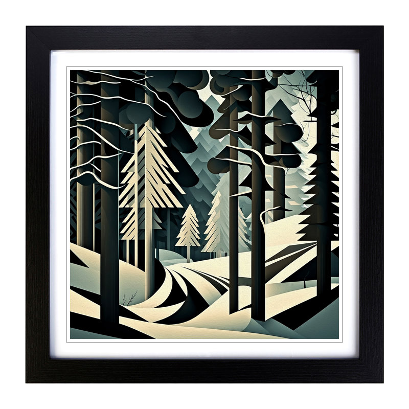 Winter Forest Constructivism - Framed Print, Black
