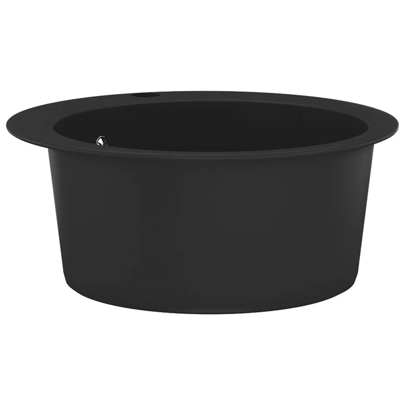 Zadie Granite Kitchen Sink Single Basin Round, Black