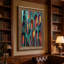 Art mural toile sarcelle et orange-133500709