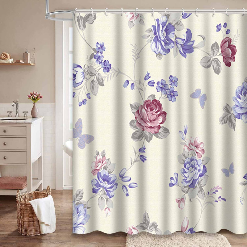 Rideau de douche avec 12 crochets Beautiful Flower, L 72 po x l 84 po