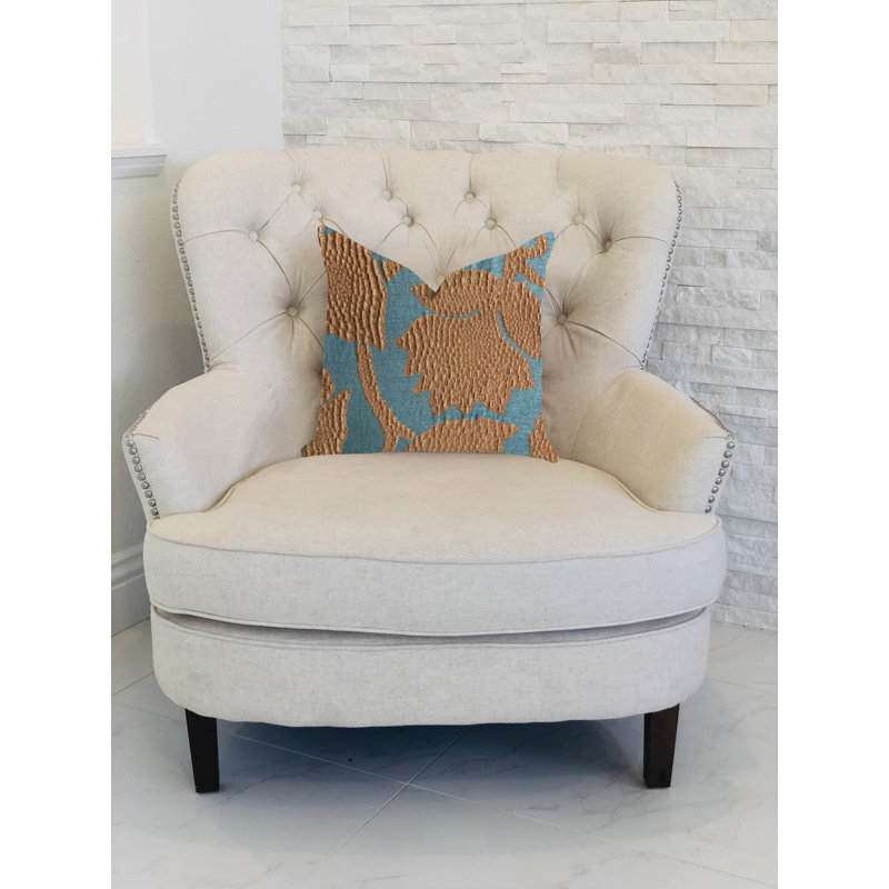 Coussin de vigne doré Arabella, 22 po x 22 po, Vert / bronze, Coussin décoratif
