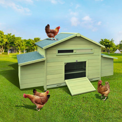 Spacious Wooden Chicken Coop For Outdoor Use With Dual Nesting Boxes And Two Free-range Doors For Easy Access