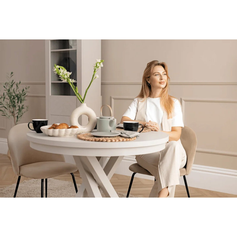Extendable Dining Table, Cream