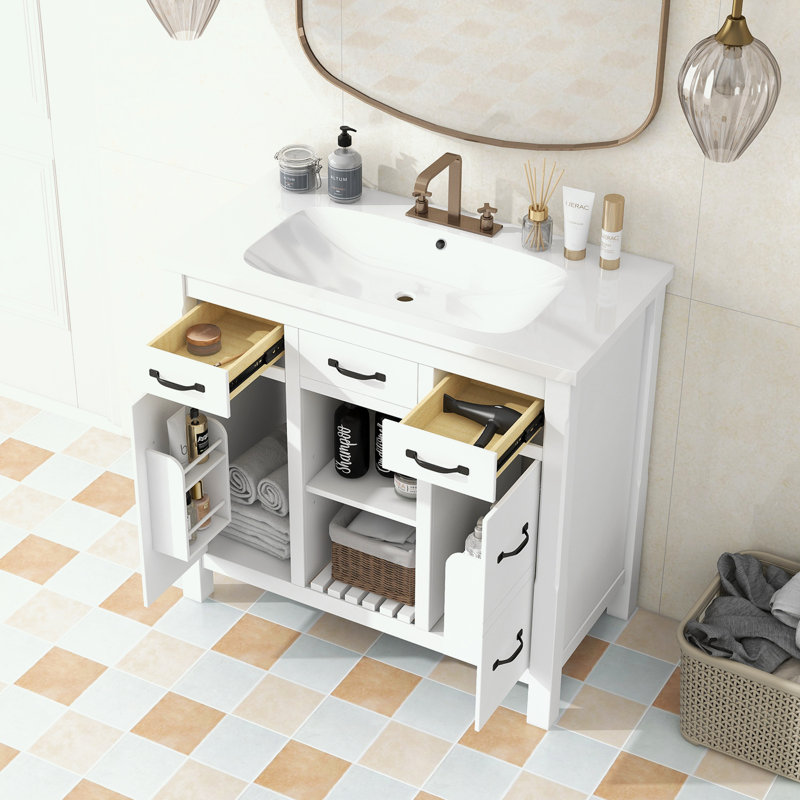 Rangement pour salle de bain Pollark, Blanc