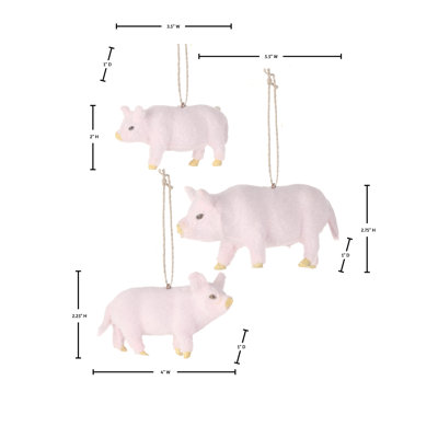 3.5-5.5" Pig Family Ornament Set of 3