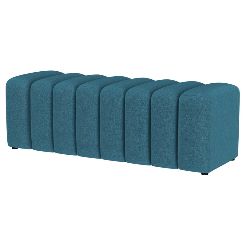Delsur Peacock Blue Fabric Upholstered Tufted Accent Bench, Peacock Blue