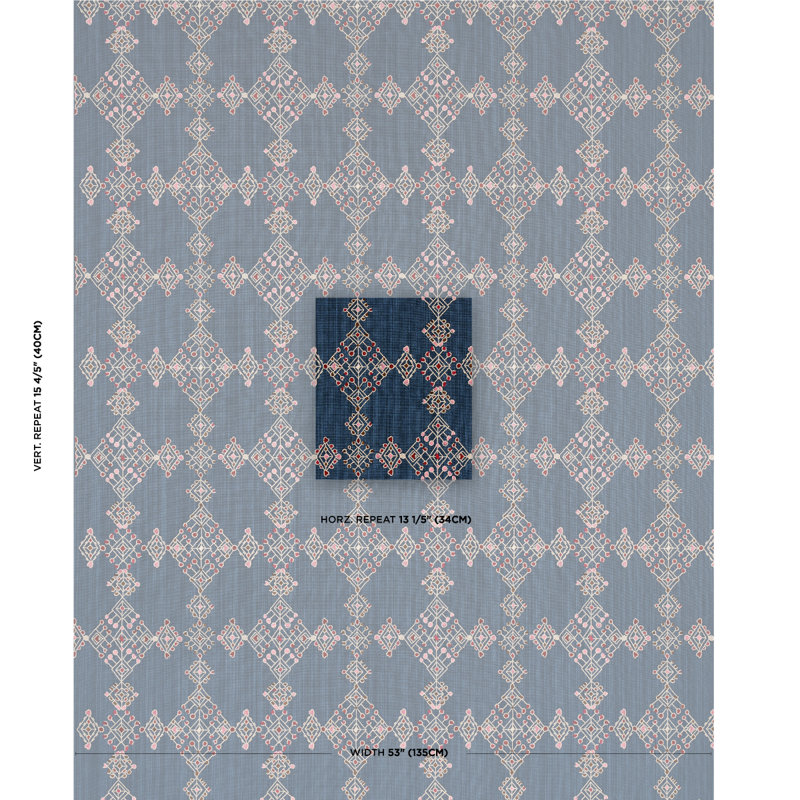 Kalindi Embroidery Fabric, Indigo