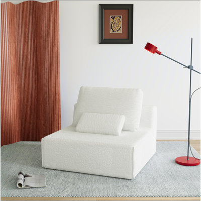 1-seat Sofa,Luxury Boucle Floor Couch Set,Convertible Compressed Couch,Spacious Foam-Filled Sofa for Living Room