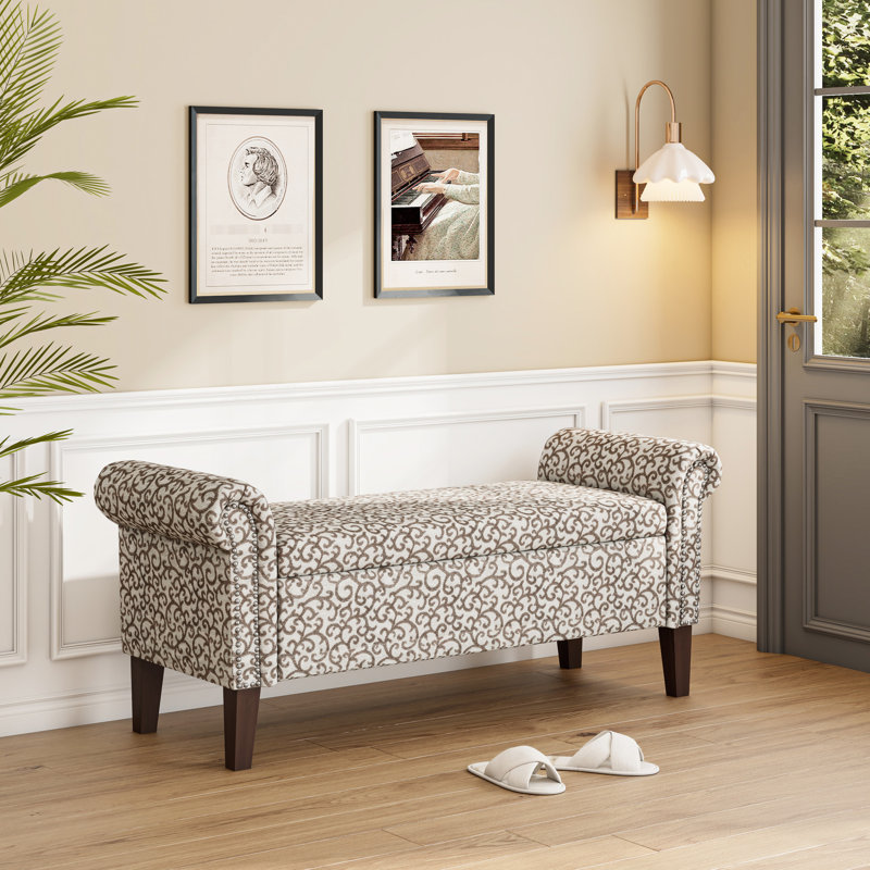 Storage - Easy Assembly, Floral Fabric, Spacious Classic Storage, Rolled Arm Detail