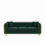 Canapé moderne en velours vert de 218 cm (86 po), capitonné à boutons, pattes dorées