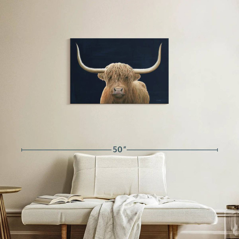 Vache Brampt Highland bleu marine, H 20 po x l 30 po