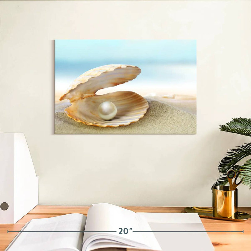 Pearl In Clam Shell, 8" H x 12" W