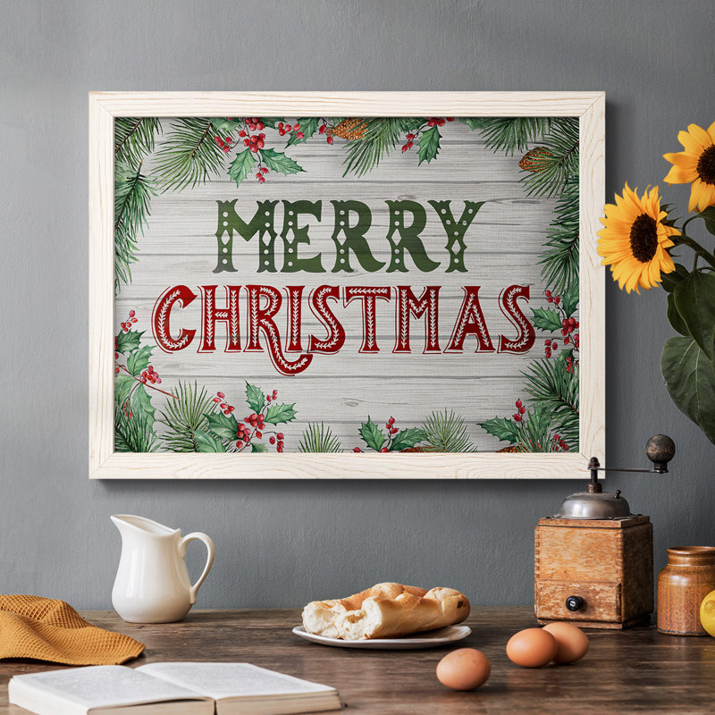 Verdure de Noël encadrée sur toile, H 18 po x l 26 po x P 1,5 po, Blanc