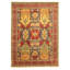 Tapis unique en laine noué à la main des années 2010 de 4 pi 11 po x 6 pi 9 po rouge d'Uzbek Gazni Quantina